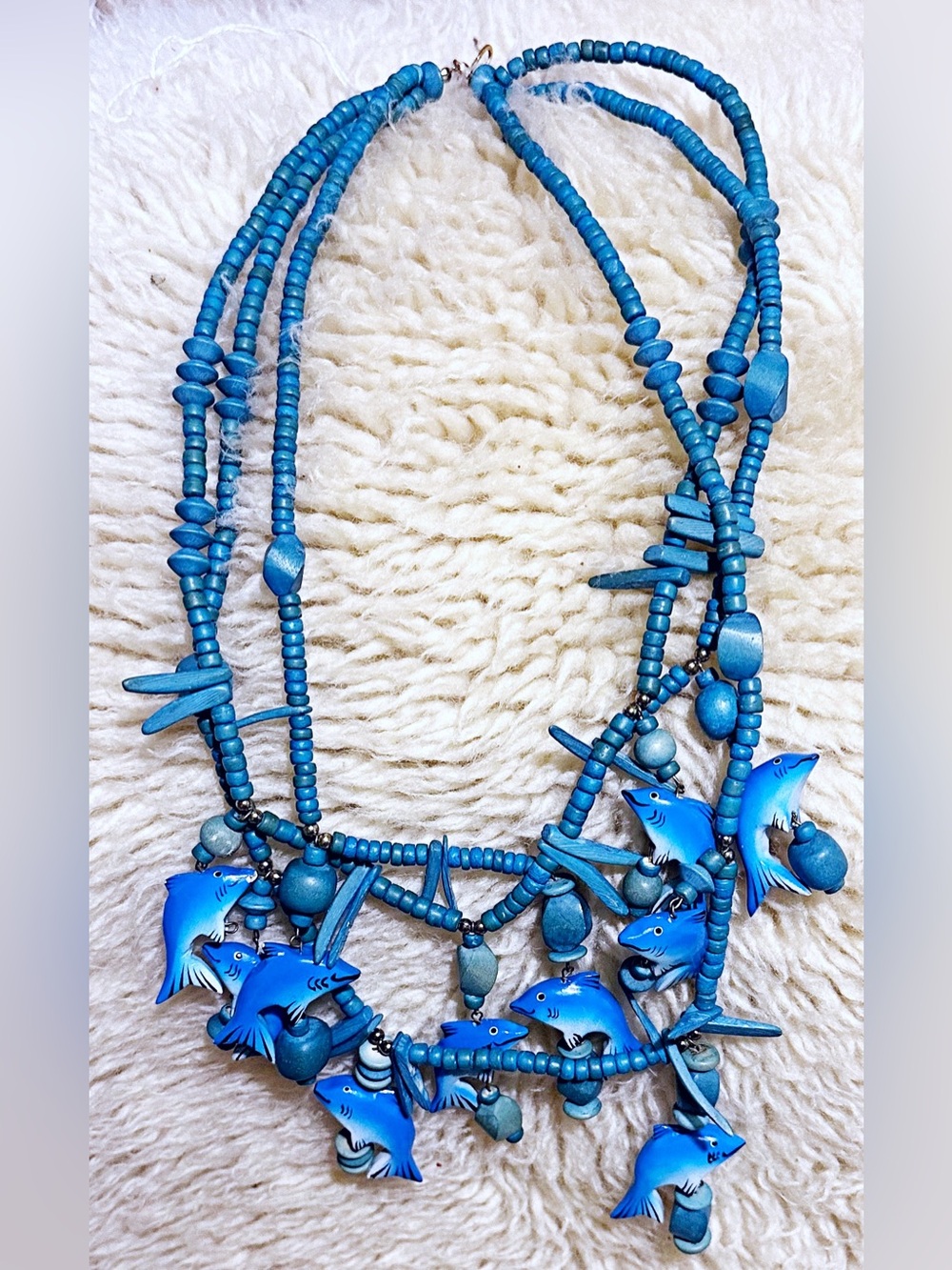 🐬Blue Beaded dolphin Pendant Necklace 🐬